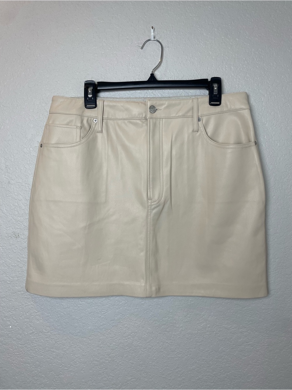 Express Cream Pleather Mini Skirt Size 14